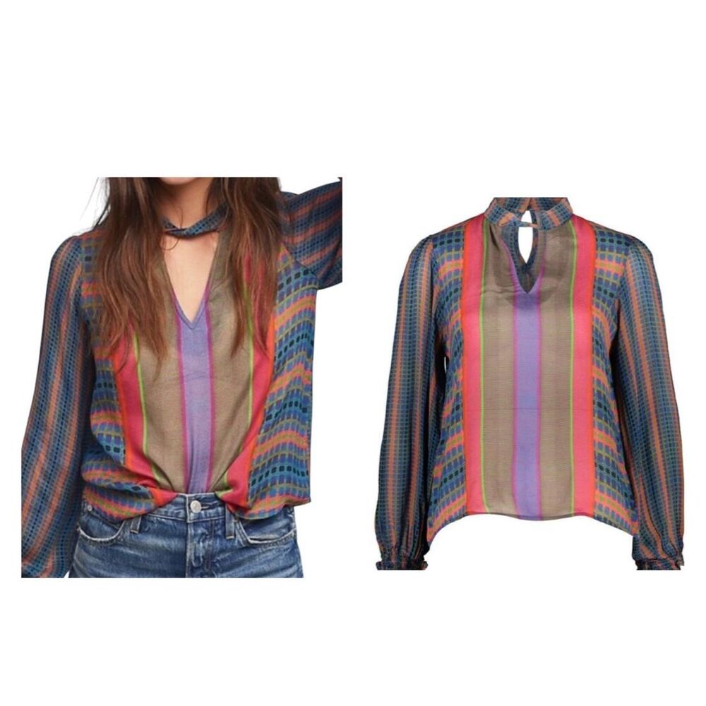 Conditions Apply Long Sleeve Multicolor Top Sz M